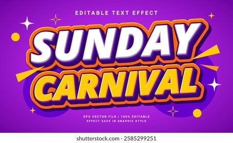 Sunday carnival 3d editable text effect template