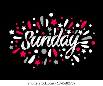 Sunday. Colorful custom lettering of the day of the week for your designs 