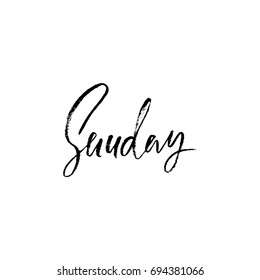 Sunday. Day of a week. Hand drawn modern brush lettering. Vector inscriprion. Calligraphy illustration.