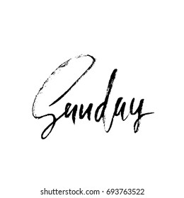 Sunday. Day of a week. Handdrawn modern brush lettering. Vector inscriprion. Calligraphy illustration.