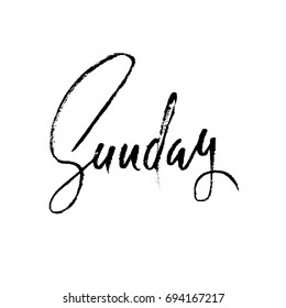 Sunday. Day of a week. Handdrawn modern brush lettering. Vector inscriprion. Calligraphy illustration.