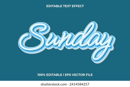 Sunday editable font. typography template text effect. lettering vector illustration logo