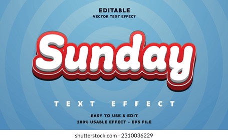 sunday editable text effect with modern and simple style, usable for logo or campaign title
