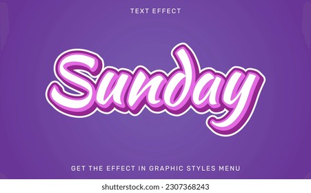 Efecto de texto editable dominical en estilo 3d