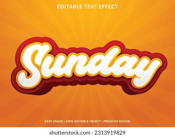 plantilla de efecto de texto editable de domingo con fondo abstracto y estilo 3d para marca comercial y logotipo