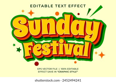 Sunday festival editable text effect vintage style