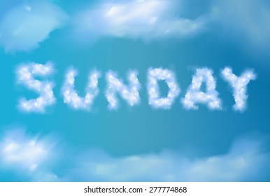 "Sunday" Font from the clouds concept