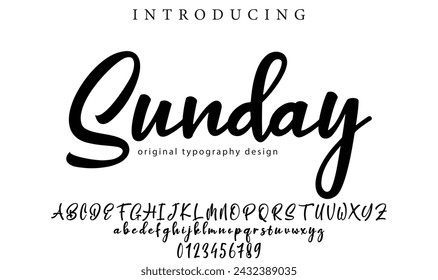 Sunday Font Stylish brush painted an uppercase vector letters, alphabet, typeface
