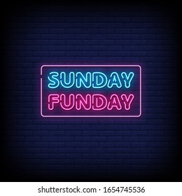 Sunday Funday Neon Signs Style Text Vector