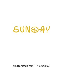 Sunday glitter text design, clean and simple on white background. Vector handwritten words for your design. 