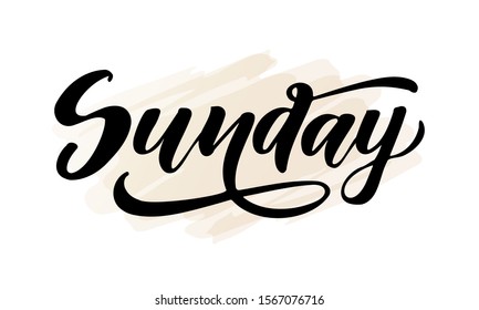 Sunday hand drawn lettering.Design for card, poster,banner, photo overlay, social media post. Vector illustration.