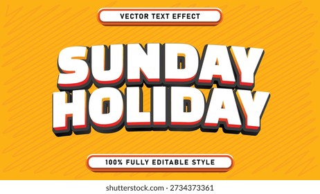 Sonntag Feiertag Texteffekt mit 3D Schatten und Umriss - komplett bearbeitbare Grafik Design Stil
