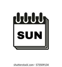 Sunday icon. Sun and calendar, data symbol. Flat design. Stock - Vector illustration