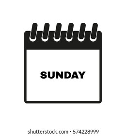 Sunday icon. Sun and calendar, data symbol. Flat design. Stock - Vector illustration