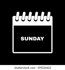 Sunday icon. Sun and calendar, data symbol. Flat design. Stock - Vector illustration