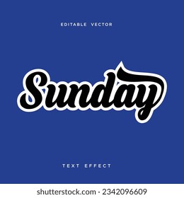 sunday letter text effect design vector format editable	