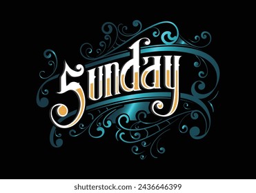 SUNDAY lettering custom template design