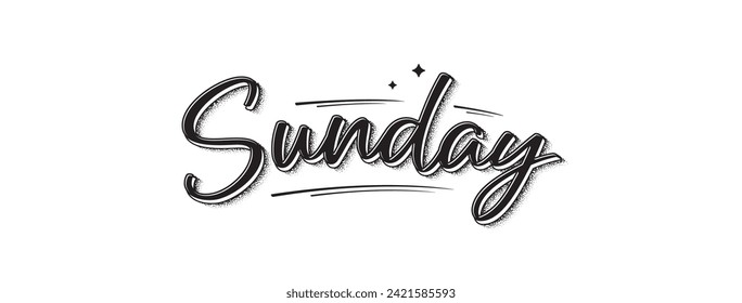 Sunday lettering. Modern banner with week day text. Sticker for planner. Day of week. Planning concept. Sunday typography logo design. Vector illustration.