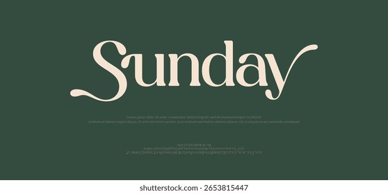 Sunday Modern beauty fashion elegant minimalist serif italic fonts decorative wedding vintage retro logos. Minimal luxury font alphabet logo. Vector illustration