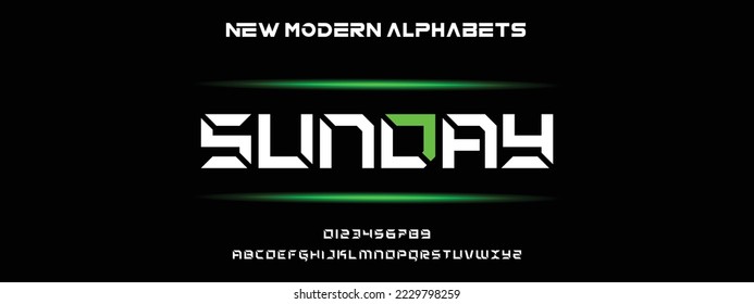 SUNDAY Modern Bold Font. Regular Italic Number Typography urban style alphabet fonts for fashion, sport, technology, digital, movie, logo design, vector illustration