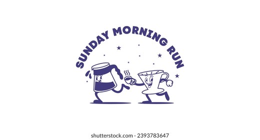 sunday morning coffee run logo vector