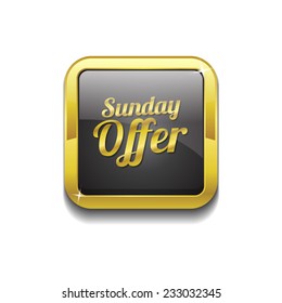 Sunday Offer Gold Vector Icon Button