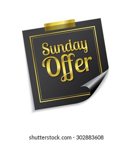 Sunday Offer Golden Sticky Notes Vector Icon Design
