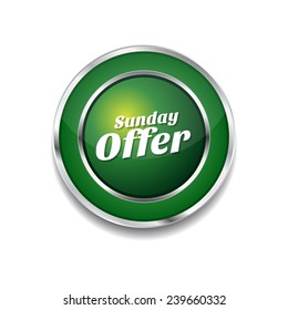 Sunday Offer Green Vector Icon Button