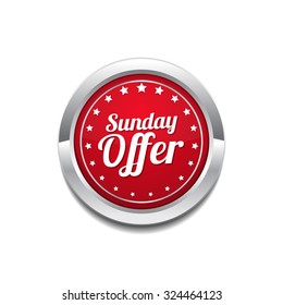 Sunday Offer Red Vector Icon Button