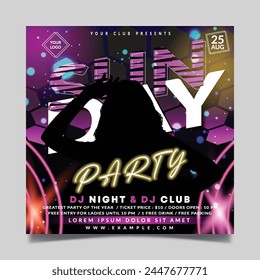 Sunday party flyer template with abstract background