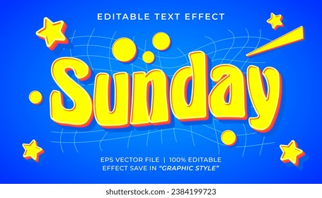 Plantilla de efecto de texto modificable Retro Groovy de domingo