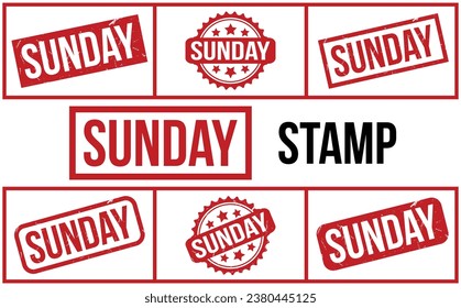 Sunday rubber grunge stamp set vector