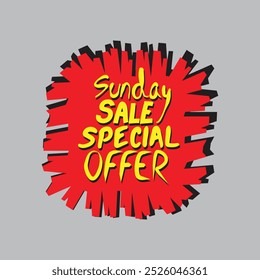 Sunday sale special offer text sticker label price icon illustration