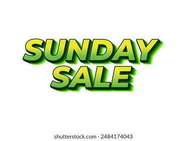 Sunday sale. Text effect design in 3D style and eye catching colors