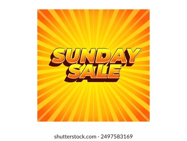Sunday sale. Text effect design in 3D style and eye catching colors