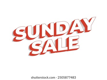 Sunday sale. Text effect design in 3D style and eye catching colors