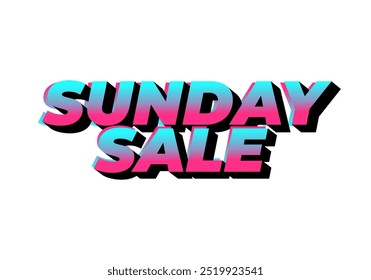 Sunday sale. Text effect design in 3D style and eye catching colors