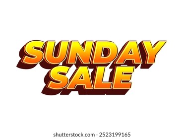 Sunday sale. Text effect design in 3D style and eye catching colors