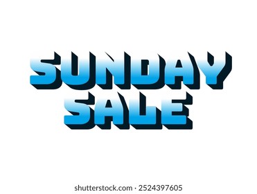 Sunday sale. Text effect design in 3D style and eye catching colors