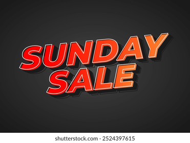 Sunday sale. Text effect design in 3D style and eye catching colors