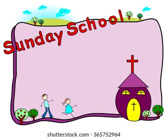 Sunday school frame with space for your text
