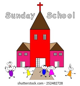 Sunday Schoolchildren Go Sunday School Vector Stock Vector (Royalty ...