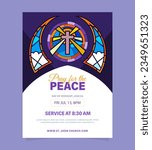 Sunday service church flyer design template, Christian Event Invitation Social media poster web banner, worship flyer easter card. Vector Illustration
