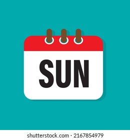 Sunday sign, calendar icon, Week day organizer . Sign of week. Vector illustration.