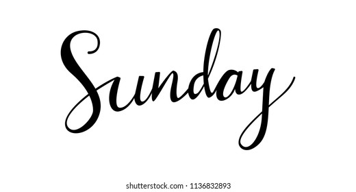 Sunday text alphabet. Modern calligraphy vector, Handwritten letters illustration.