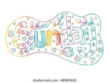 Sunday text. Decorative style.