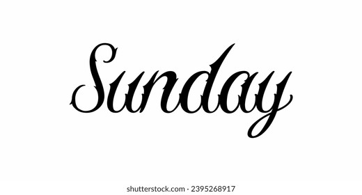 Sunday text, Sunday icon, sunday handwritten