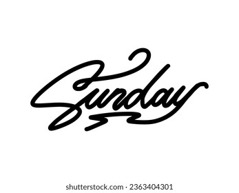 SUNDAY TEXT WITH MONOLINE HANDDRAWN LETTERING CALLIGRAPHY