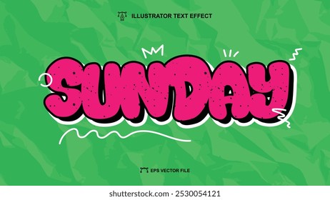 Sunday text style, doodle effects, graphity cartoon editable text effect