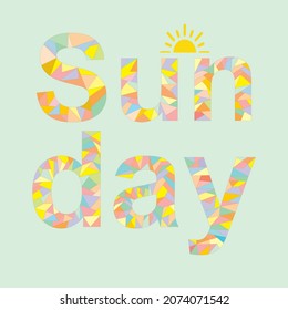 sunday text with summer style and sun icon vector illustration